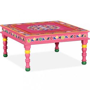 Konferenční stolek ručně malovaný Dekorhome Růžová, Konferenční stolek ručně malovaný Dekorhome Růžová obraz