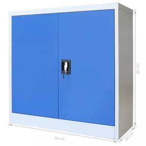 Kancelářská skříň šedá / modrá Dekorhome 90x40x90 cm obraz