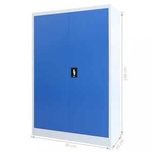 Kancelářská skříň šedá / modrá Dekorhome 90x40x140cm obraz