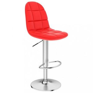 Barová židle umělá kůže / chrom Dekorhome Červená obraz