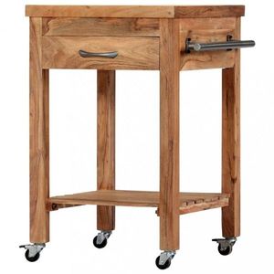 Kuchyňský vozík akáciové dřevo Dekorhome, Kuchyňský vozík akáciové dřevo Dekorhome obraz