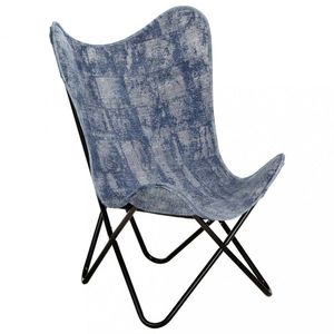 Relaxační křeslo BUTTERFLY textil / ocel Dekorhome Modrá obraz
