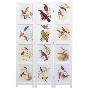 Paravan bílá / vzor ptáci Dekorhome 105x165 cm (3-dílný) obraz