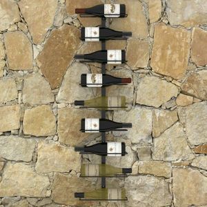 Nástěnný stojan na víno na 9 lahví Dekorhome Černá obraz