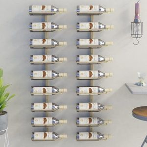 Nástěnný stojan na víno na 18 lahví 2 ks Dekorhome Zlatá obraz