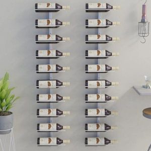 Nástěnný stojan na víno na 20 lahví 2 ks Dekorhome Bílá obraz