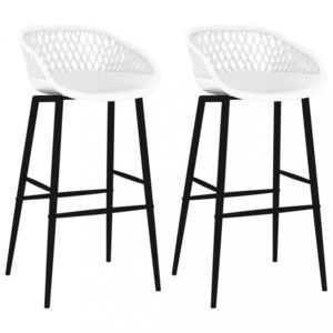 Barové židle 2 ks plast / kov Dekorhome Bílá, Barové židle 2 ks plast / kov Dekorhome Bílá obraz