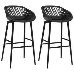 Barové židle 2 ks plast / kov Dekorhome Černá, Barové židle 2 ks plast / kov Dekorhome Černá obraz