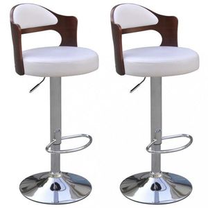 Barové židle 2 ks umělá kůže / dřevo / kov Dekorhome Bílá, Barové židle 2 ks umělá kůže / dřevo / kov Dekorhome Bílá obraz