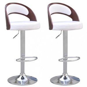 Barové židle 2 ks umělá kůže / dřevo / kov Dekorhome Bílá, Barové židle 2 ks umělá kůže / dřevo / kov Dekorhome Bílá obraz