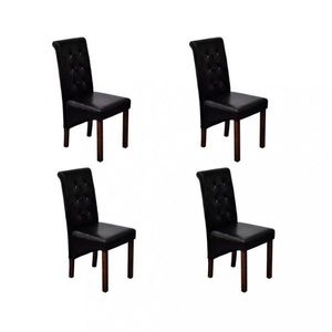 Jídelní židle 4 ks umělá kůže / dřevo Dekorhome Černá, Jídelní židle 4 ks umělá kůže / dřevo Dekorhome Černá obraz