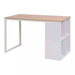 Psací stůl s regálem 120x60 cm Dekorhome Bílá / dub, Psací stůl s regálem 120x60 cm Dekorhome Bílá / dub obraz