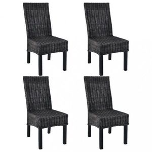 Jídelní židle 4 ks ratan / mangovník Dekorhome Černá, Jídelní židle 4 ks ratan / mangovník Dekorhome Černá obraz