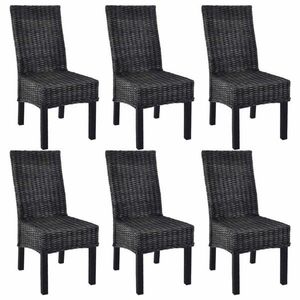 Jídelní židle 6 ks ratan / mangovník Dekorhome Černá, Jídelní židle 6 ks ratan / mangovník Dekorhome Černá obraz