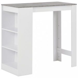 Barový stůl s regálem Dekorhome Bílá / beton, Barový stůl s regálem Dekorhome Bílá / beton obraz