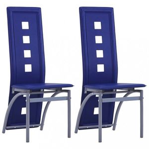Jídelní židle 2 ks umělá kůže Dekorhome Modrá, Jídelní židle 2 ks umělá kůže Dekorhome Modrá obraz
