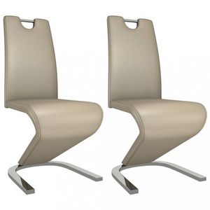 Jídelní židle 2 ks umělá kůže / chrom Dekorhome Cappuccino, Jídelní židle 2 ks umělá kůže / chrom Dekorhome Cappuccino obraz