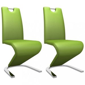 Jídelní židle 2 ks umělá kůže / chrom Dekorhome Zelená, Jídelní židle 2 ks umělá kůže / chrom Dekorhome Zelená obraz