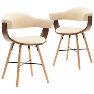 Jídelní židle 2 ks ohýbané dřevo / umělá kůže Dekorhome Hnědá / krémová obraz