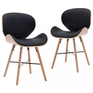 Jídelní židle 2 ks ohýbané dřevo / umělá kůže Dekorhome Černá / hnědá, Jídelní židle 2 ks ohýbané dřevo / umělá kůže Dekorhome Černá / hnědá obraz