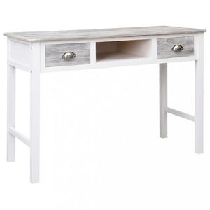 Psací stůl se 2 zásuvkami masivní dřevo Dekorhome Bílá / šedá, Psací stůl se 2 zásuvkami masivní dřevo Dekorhome Bílá / šedá obraz
