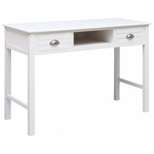 Psací stůl se 2 zásuvkami masivní dřevo Dekorhome Bílá / stříbrná, Psací stůl se 2 zásuvkami masivní dřevo Dekorhome Bílá / stříbrná obraz
