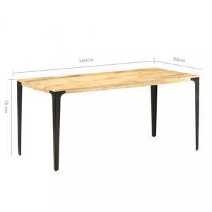 Jídelní stůl masivní dřevo / ocel Dekorhome 160x80x76 cm, Jídelní stůl masivní dřevo / ocel Dekorhome 160x80x76 cm obraz