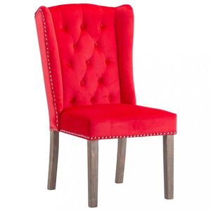 Jídelní židle samet / kaučukovník Dekorhome Červená obraz
