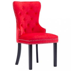 Jídelní židle 2 ks samet / kaučukovník Dekorhome Červená obraz