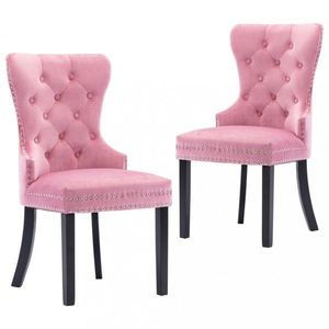 Jídelní židle 2 ks samet / kaučukovník Dekorhome Růžová, Jídelní židle 2 ks samet / kaučukovník Dekorhome Růžová obraz
