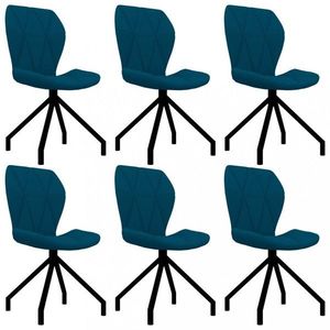 Jídelní židle 6 ks umělá kůže Dekorhome Modrá, Jídelní židle 6 ks umělá kůže Dekorhome Modrá obraz