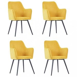 Jídelní židle 4 ks samet / ocel Dekorhome Žlutá, Jídelní židle 4 ks samet / ocel Dekorhome Žlutá obraz