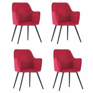 Jídelní židle 4 ks samet / ocel Dekorhome Červená, Jídelní židle 4 ks samet / ocel Dekorhome Červená obraz