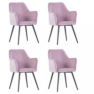 Jídelní židle 4 ks samet / ocel Dekorhome Růžová, Jídelní židle 4 ks samet / ocel Dekorhome Růžová obraz