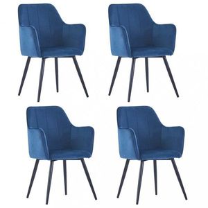 Jídelní židle 4 ks samet / ocel Dekorhome Modrá, Jídelní židle 4 ks samet / ocel Dekorhome Modrá obraz