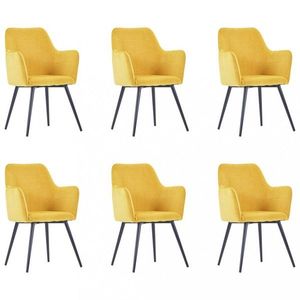 Jídelní židle 6 ks samet / ocel Dekorhome Žlutá, Jídelní židle 6 ks samet / ocel Dekorhome Žlutá obraz