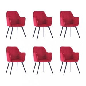 Jídelní židle 6 ks samet / ocel Dekorhome Červená, Jídelní židle 6 ks samet / ocel Dekorhome Červená obraz