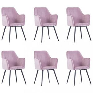Jídelní židle 6 ks samet / ocel Dekorhome Růžová, Jídelní židle 6 ks samet / ocel Dekorhome Růžová obraz