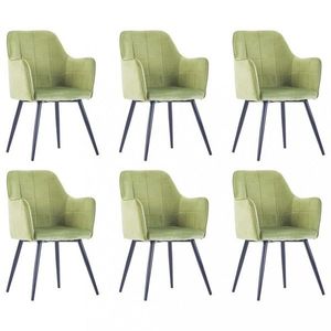 Jídelní židle 6 ks samet / ocel Dekorhome Zelená, Jídelní židle 6 ks samet / ocel Dekorhome Zelená obraz
