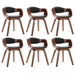 Jídelní židle 6 ks umělá kůže / dřevo Dekorhome Černá, Jídelní židle 6 ks umělá kůže / dřevo Dekorhome Černá obraz