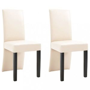 Jídelní židle 2 ks umělá kůže / dřevo Dekorhome Krémová, Jídelní židle 2 ks umělá kůže / dřevo Dekorhome Krémová obraz