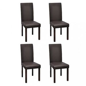 Jídelní židle 4 ks umělá kůže / dřevo Dekorhome Hnědá, Jídelní židle 4 ks umělá kůže / dřevo Dekorhome Hnědá obraz