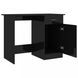 Psací stůl se skříňkou 100x50 cm Dekorhome Černá lesk obraz