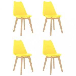 Jídelní židle 4 ks plast / umělá kůže / buk Dekorhome Žlutá, Jídelní židle 4 ks plast / umělá kůže / buk Dekorhome Žlutá obraz