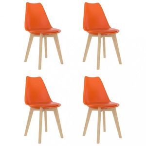 Jídelní židle 4 ks plast / umělá kůže / buk Dekorhome Oranžová, Jídelní židle 4 ks plast / umělá kůže / buk Dekorhome Oranžová obraz