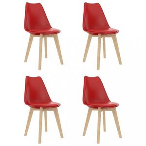 Jídelní židle 4 ks plast / umělá kůže / buk Dekorhome Červená, Jídelní židle 4 ks plast / umělá kůže / buk Dekorhome Červená obraz