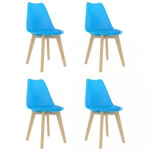 Jídelní židle 4 ks plast / umělá kůže / buk Dekorhome Modrá, Jídelní židle 4 ks plast / umělá kůže / buk Dekorhome Modrá obraz