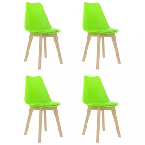 Jídelní židle 4 ks plast / umělá kůže / buk Dekorhome Zelená, Jídelní židle 4 ks plast / umělá kůže / buk Dekorhome Zelená obraz