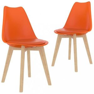Jídelní židle 2 ks plast / umělá kůže / buk Dekorhome Oranžová, Jídelní židle 2 ks plast / umělá kůže / buk Dekorhome Oranžová obraz
