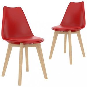 Jídelní židle 2 ks plast / umělá kůže / buk Dekorhome Červená obraz
